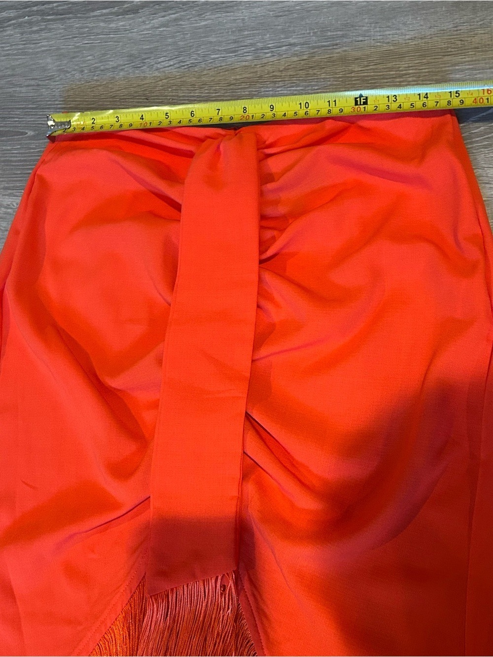 House of Harlow 1960 Orange Ruched Fringe Midi Skirt Sz S Boho Resort Statement - Picture 9 of 14